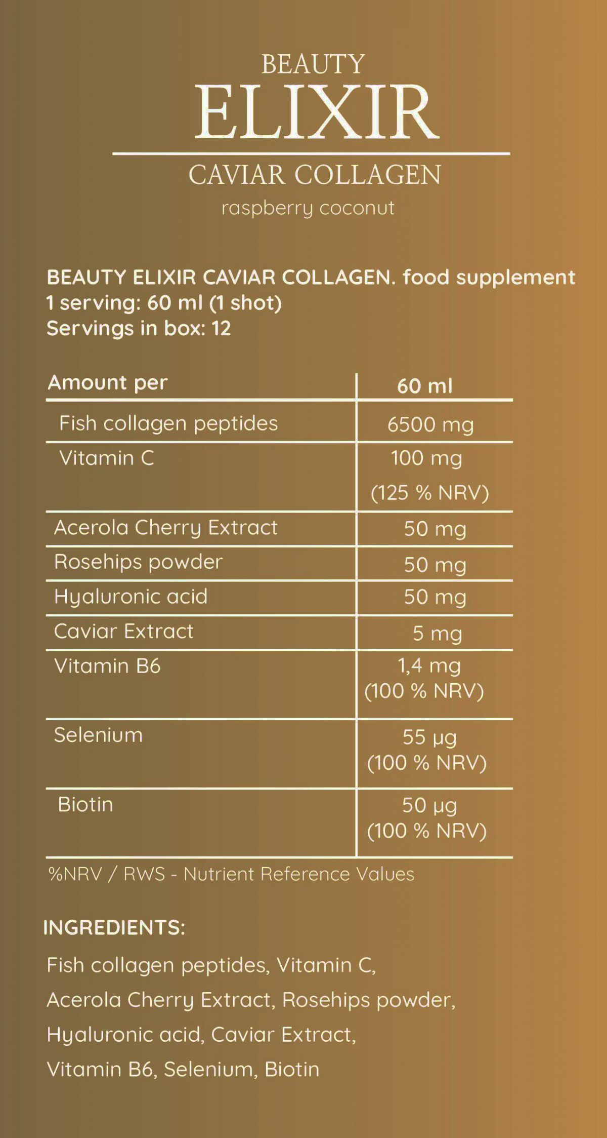 BEAUTY ELIXIR CAVIAR COLLAGEN SHOT 60 ml. (малина-кокос) - Image 2