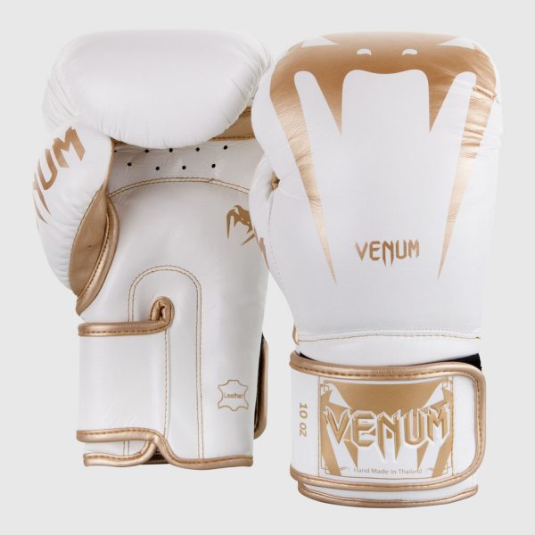VENUM GIANT 3.0 BOXING GLOVES - NAPPA LEATHER - WHITE/GOLD