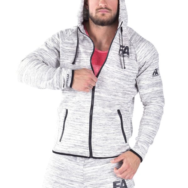 Hoodie Jacket 01 Basic Melange Light Grey