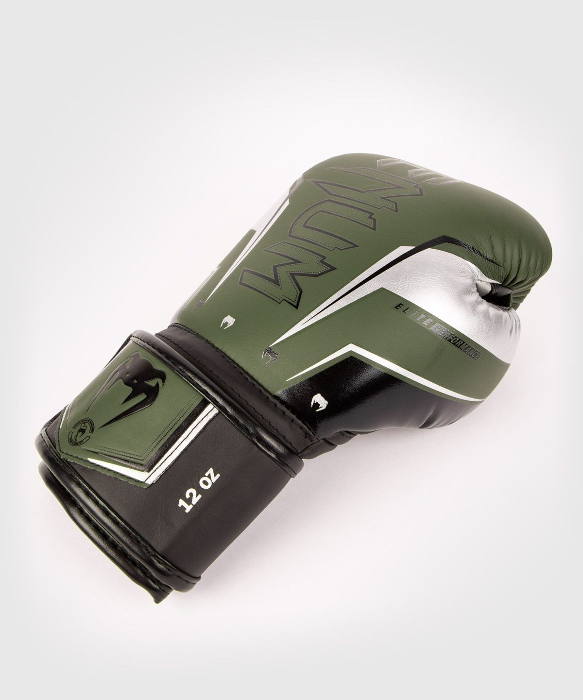 VENUM ELITE EVO BOXING GLOVES - KHAKI/SILVER - Image 5