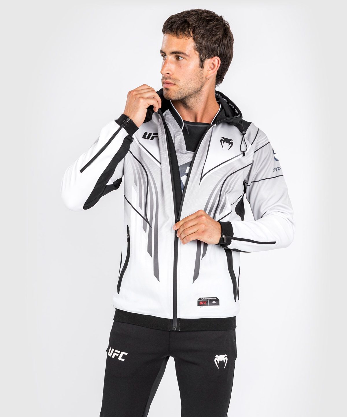 UFC VENUM AUTHENTIC FIGHT NIGHT 2.0 MEN'S WALKOUT HOODIE - WHITE - Image 2