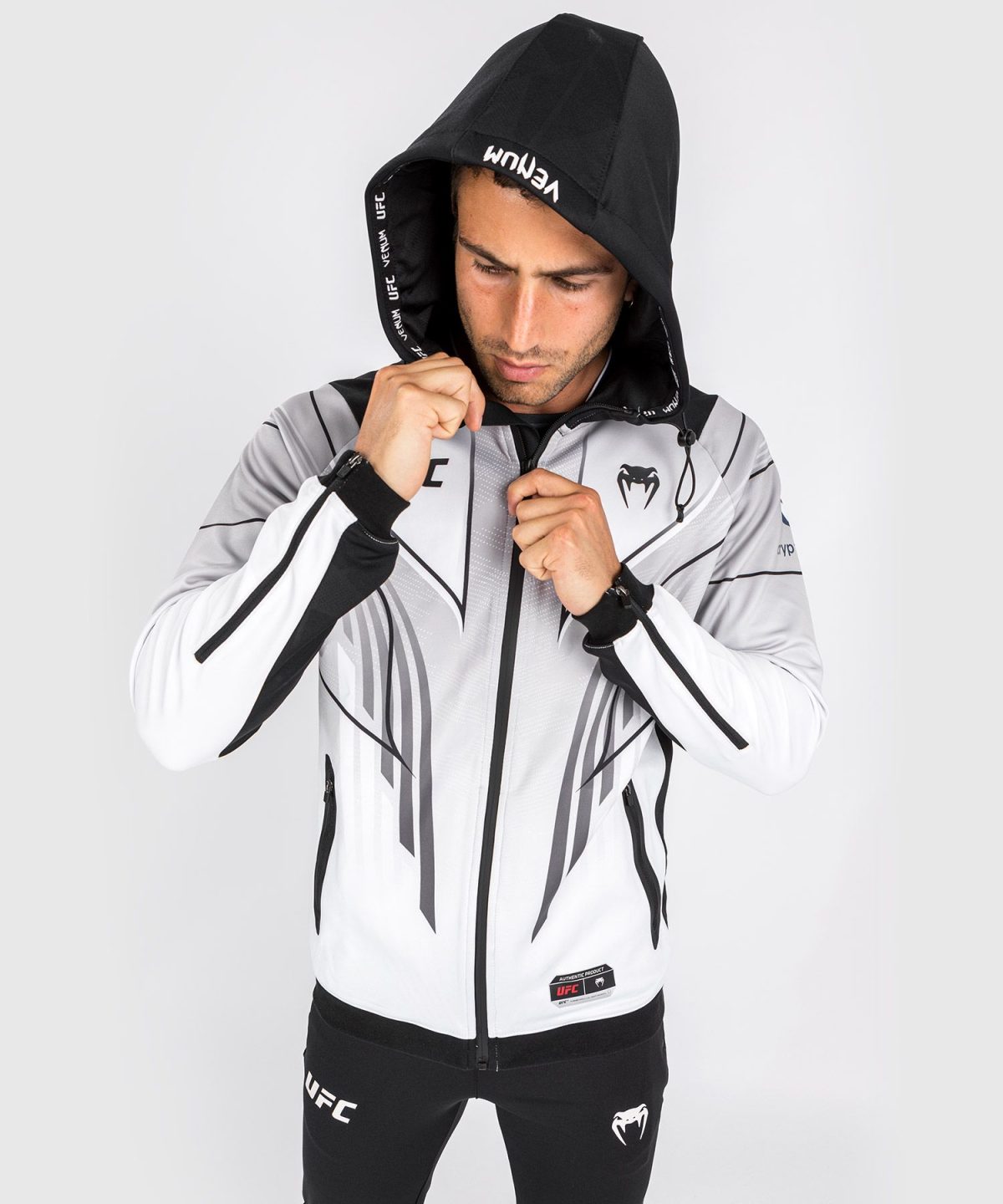 UFC VENUM AUTHENTIC FIGHT NIGHT 2.0 MEN'S WALKOUT HOODIE - WHITE - Image 5