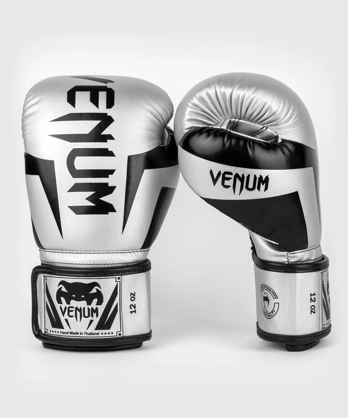 Venum Elite Boxing Gloves - Silver/Black - Image 2