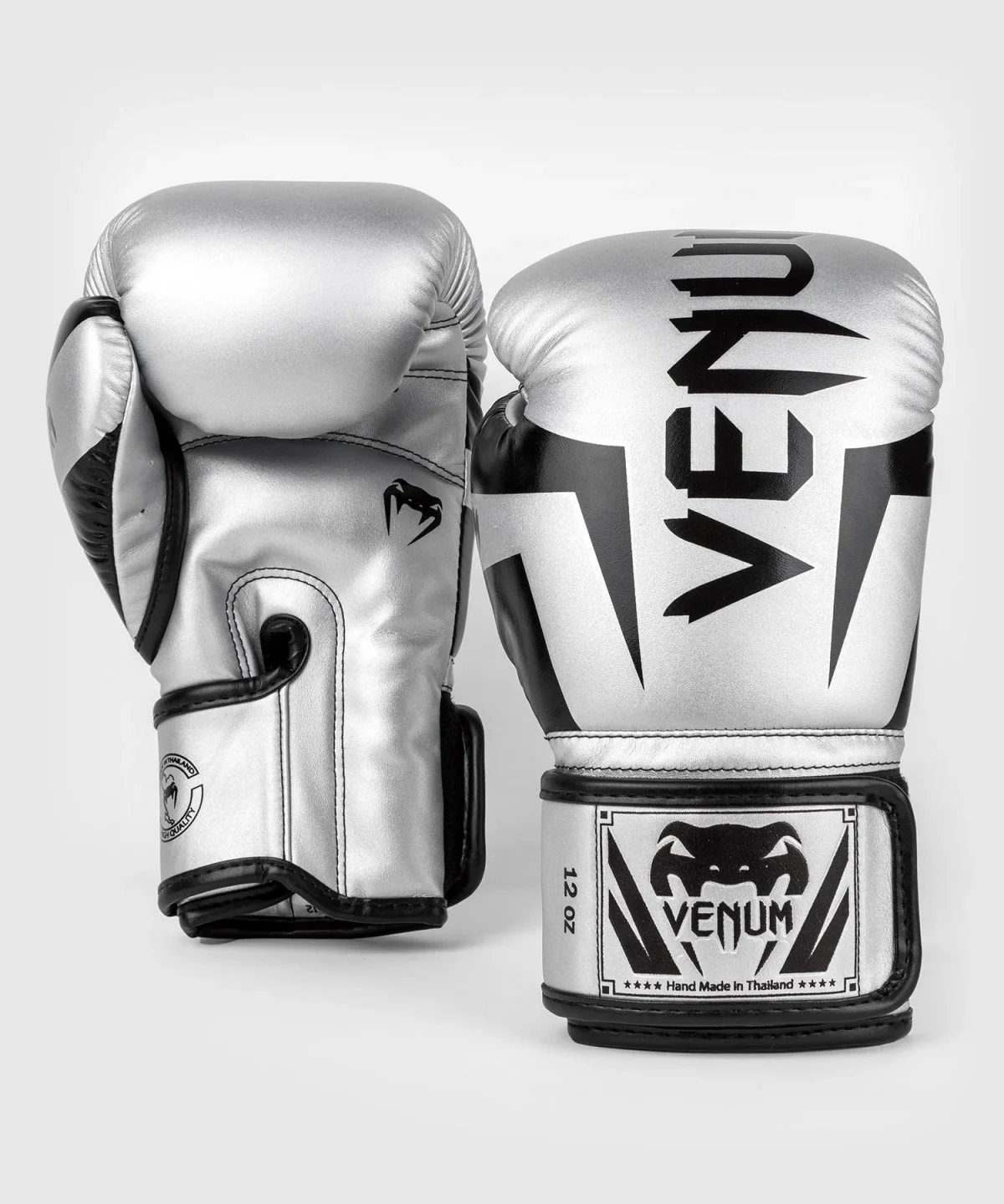 Venum Elite Boxing Gloves - Silver/Black - Image 3