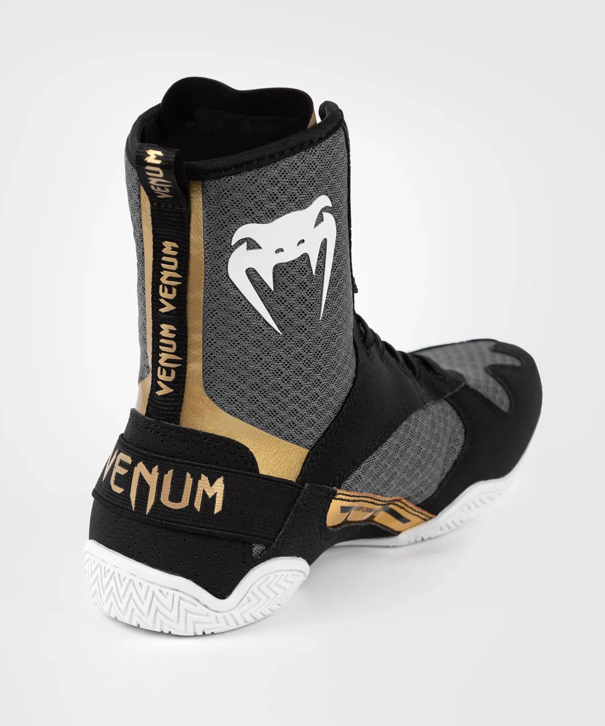 Venum Elite Boxing Shoes - Black/White/Gold - Image 4