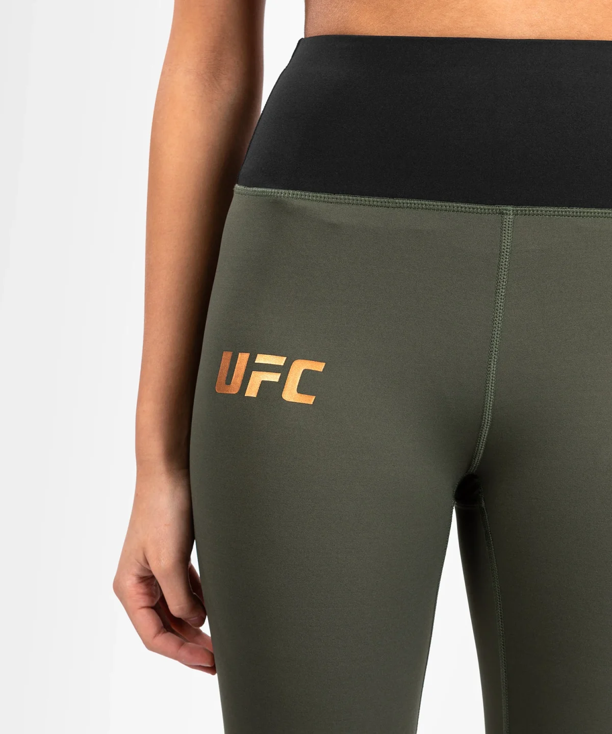UFC Adrenaline by Venum Fight Week Women’s Performance Tight - Khaki/Bronze - Image 7