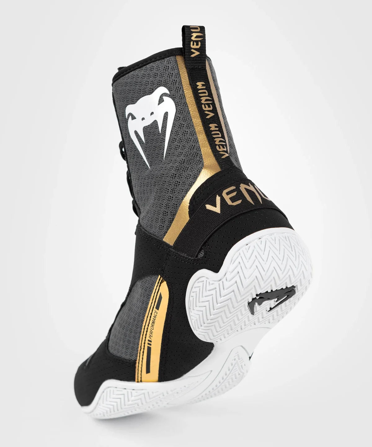 Venum Elite Boxing Shoes - Black/White/Gold - Image 6