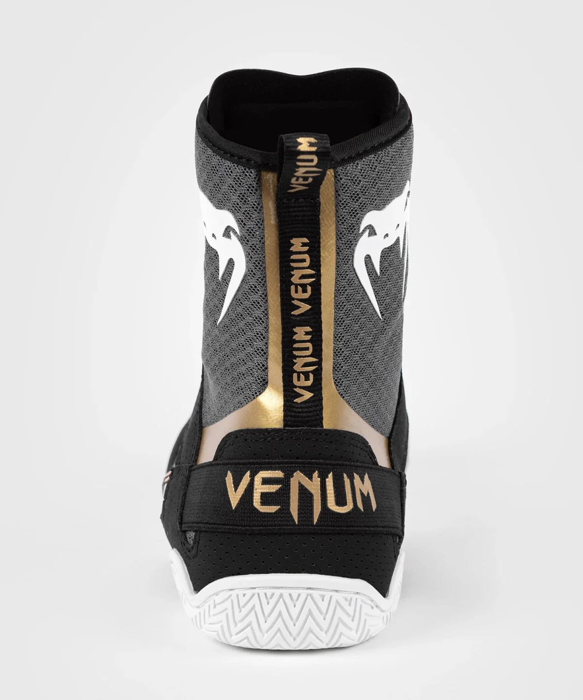 Venum Elite Boxing Shoes - Black/White/Gold - Image 3