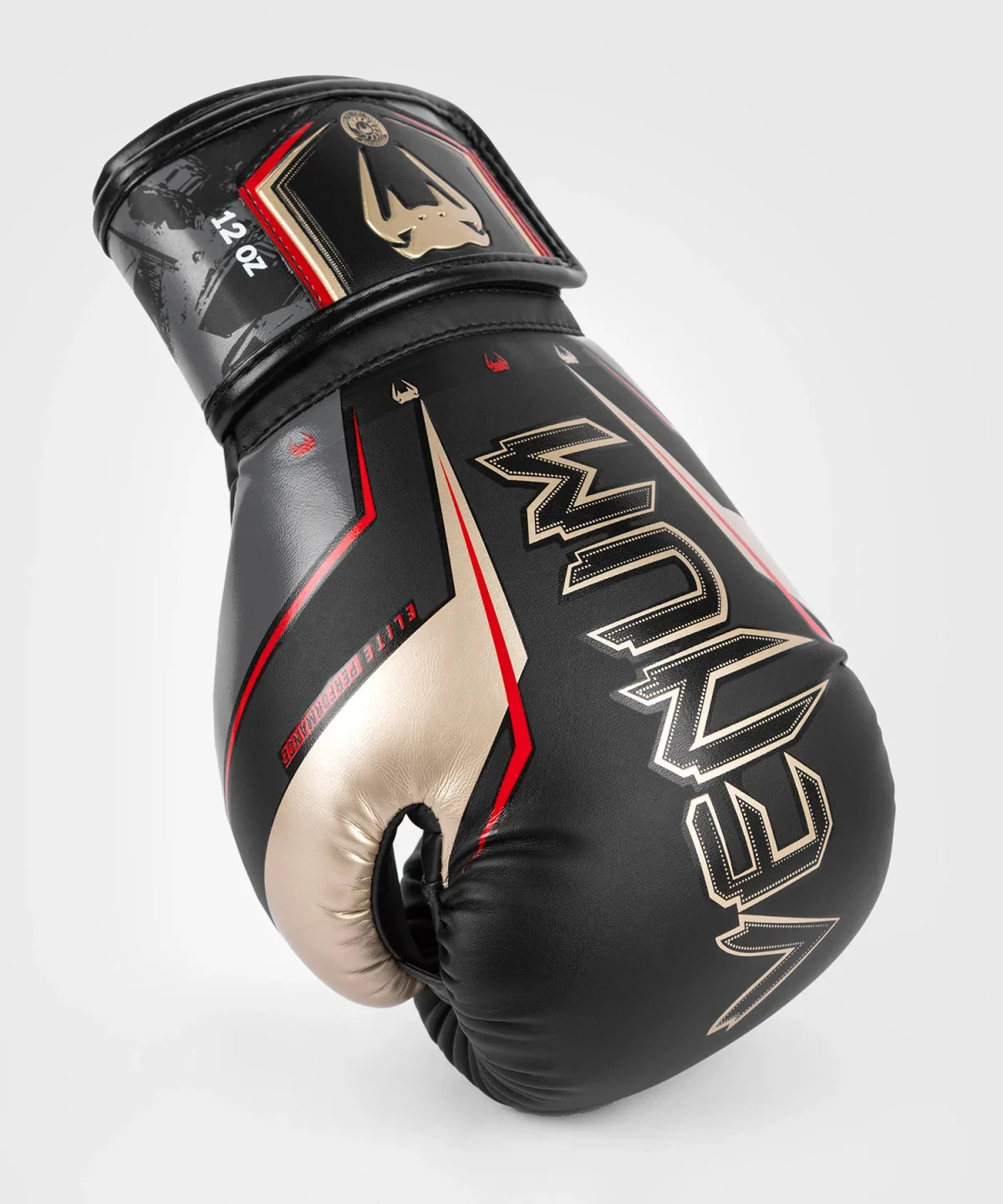 Venum Elite Evo Boxing Gloves - Black/Gold/Red - Image 2