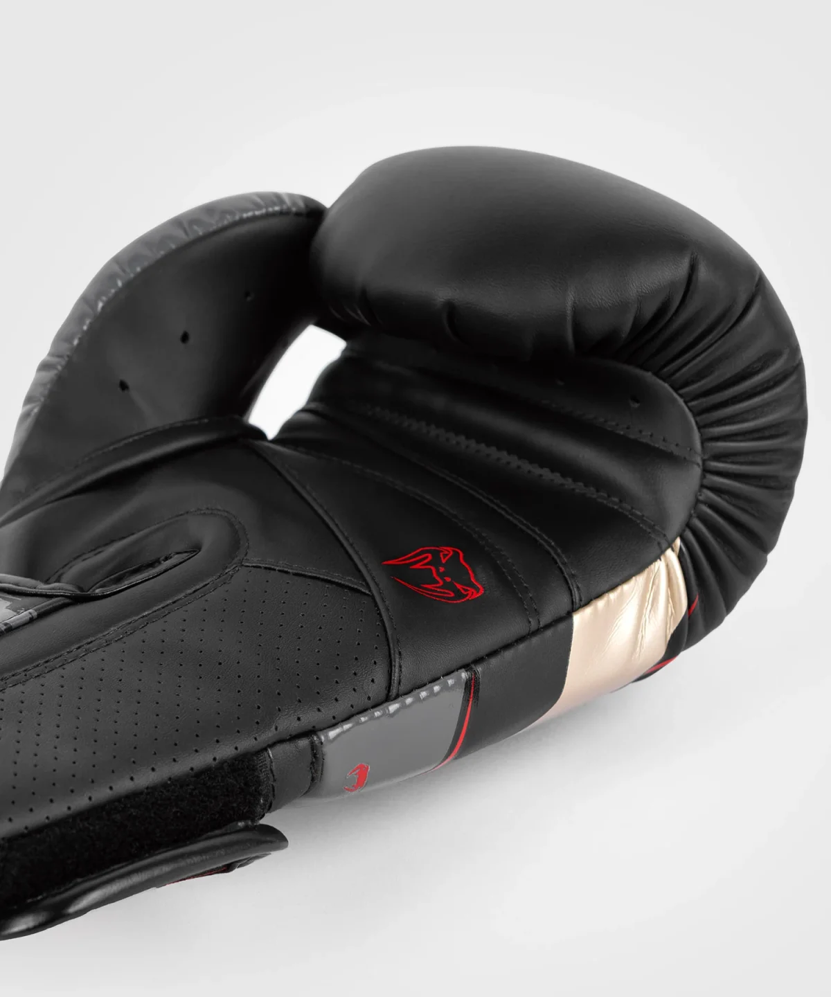 Venum Elite Evo Boxing Gloves - Black/Gold/Red - Image 3