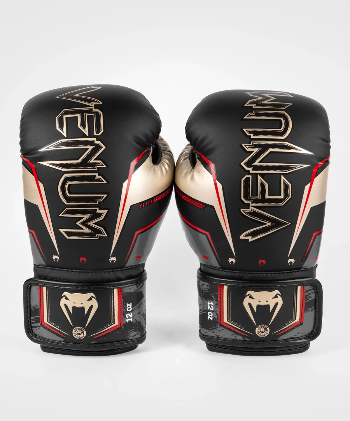 Venum Elite Evo Boxing Gloves - Black/Gold/Red - Image 5