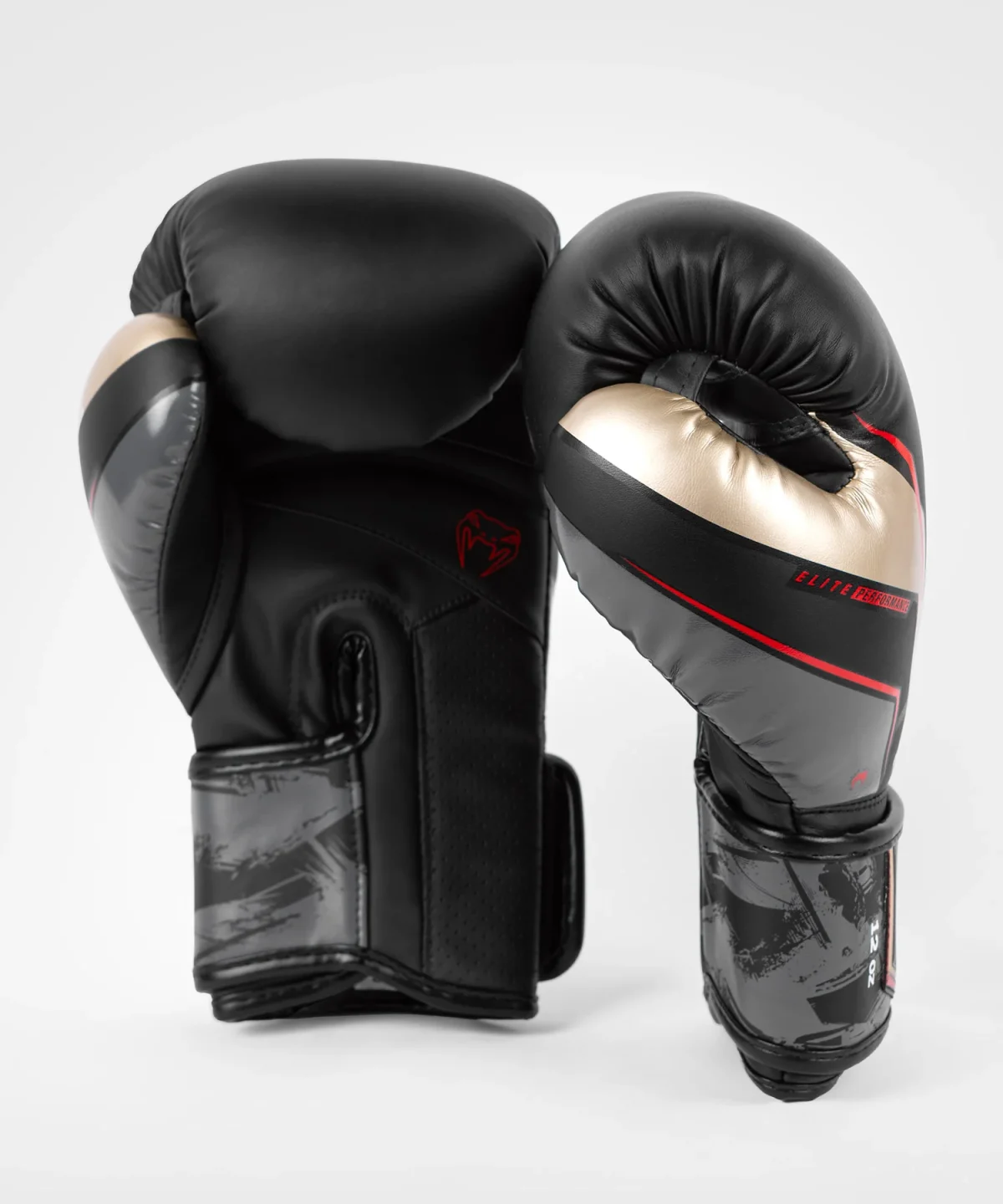 Venum Elite Evo Boxing Gloves - Black/Gold/Red - Image 6