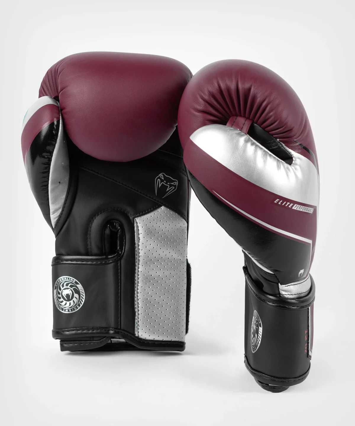 Venum Elite Evo Boxing Gloves - Burgundy/Silver - Image 4