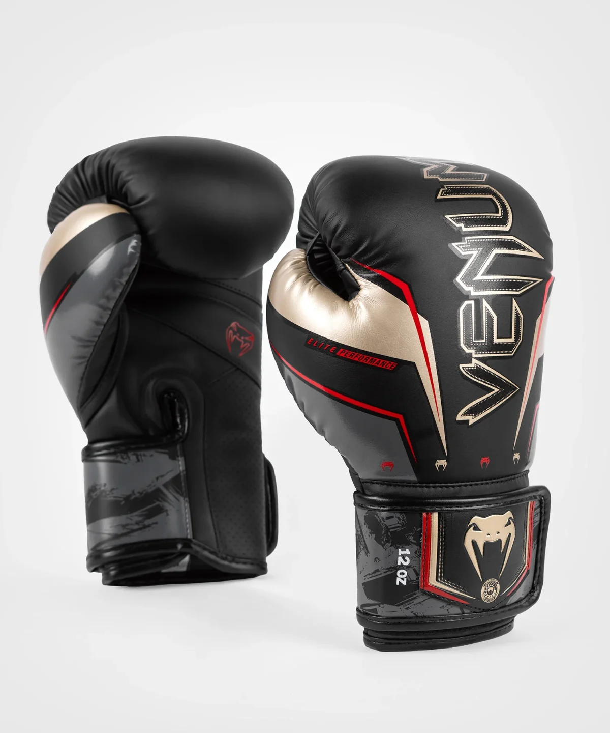 Venum Elite Evo Boxing Gloves - Black/Gold/Red - Image 7