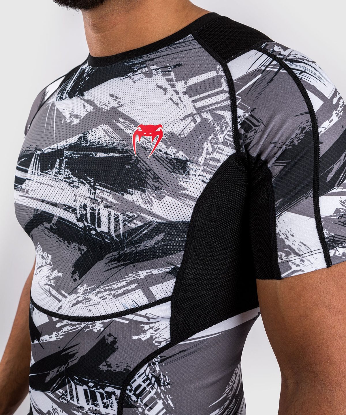 Venum Electron 3.0 Short Sleeve Rashguard - Grey/Red - Image 2