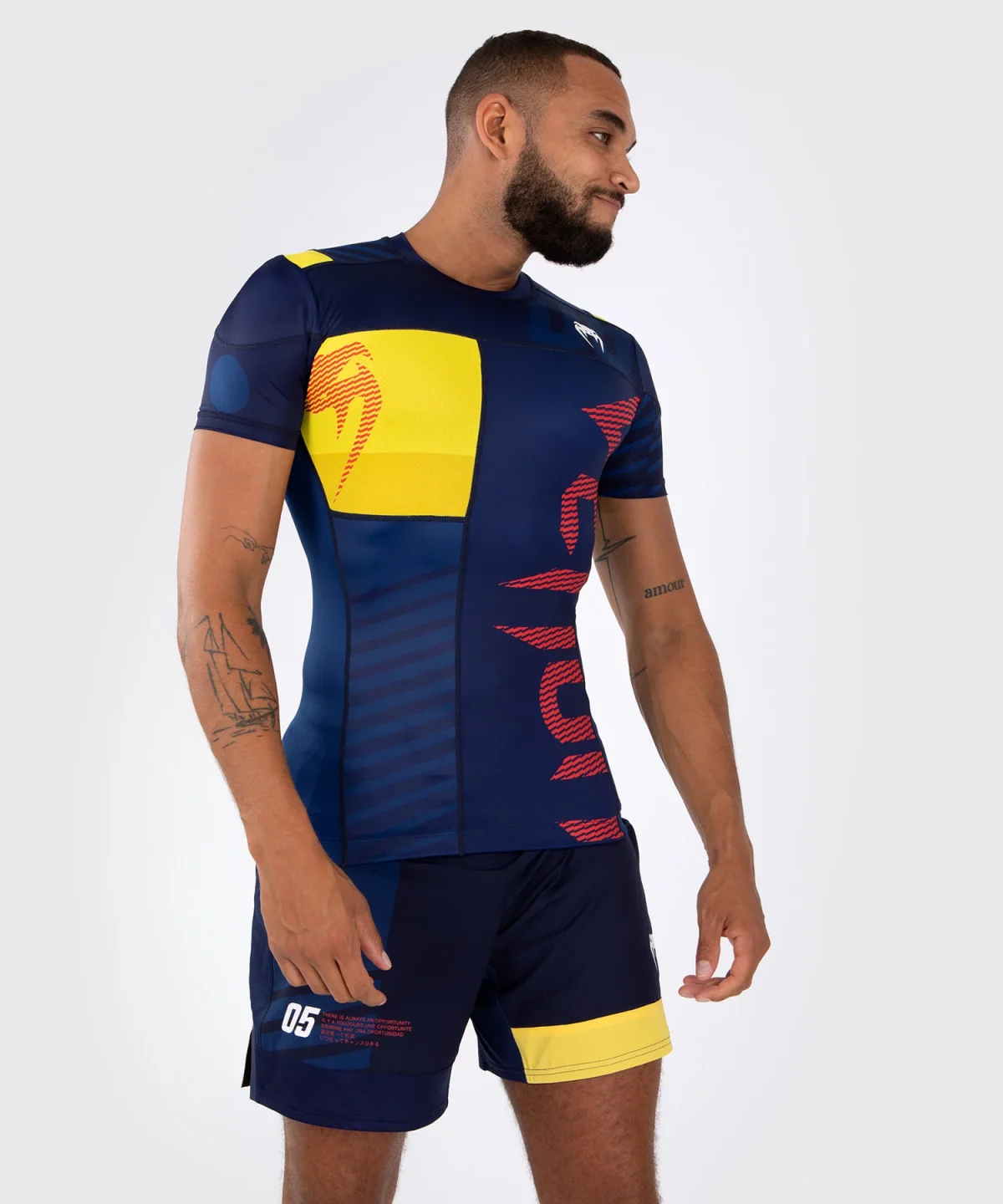 Venum Sport 05 Rashguard Short Sleeves - Blue/Yellow - Image 8