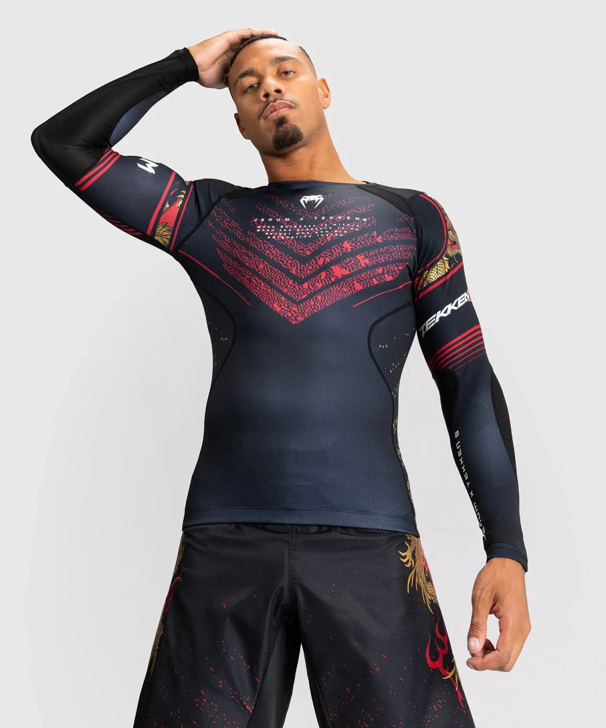 Venum x TEKKEN 8 - Marshall Law Rashguard - Black/Red/Gold - Image 4
