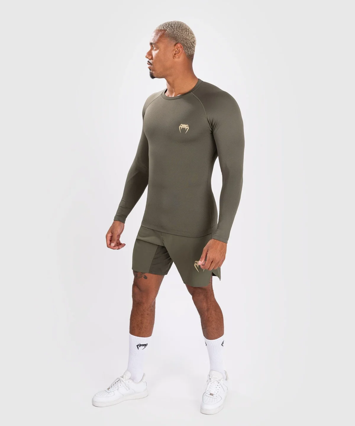 Venum Contender Men’s Long Sleeve Rashguard - Khaki - Image 4
