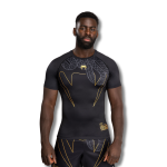 Venum Serpenti Rashguards Short Sleeves - Black/Silver/Gold