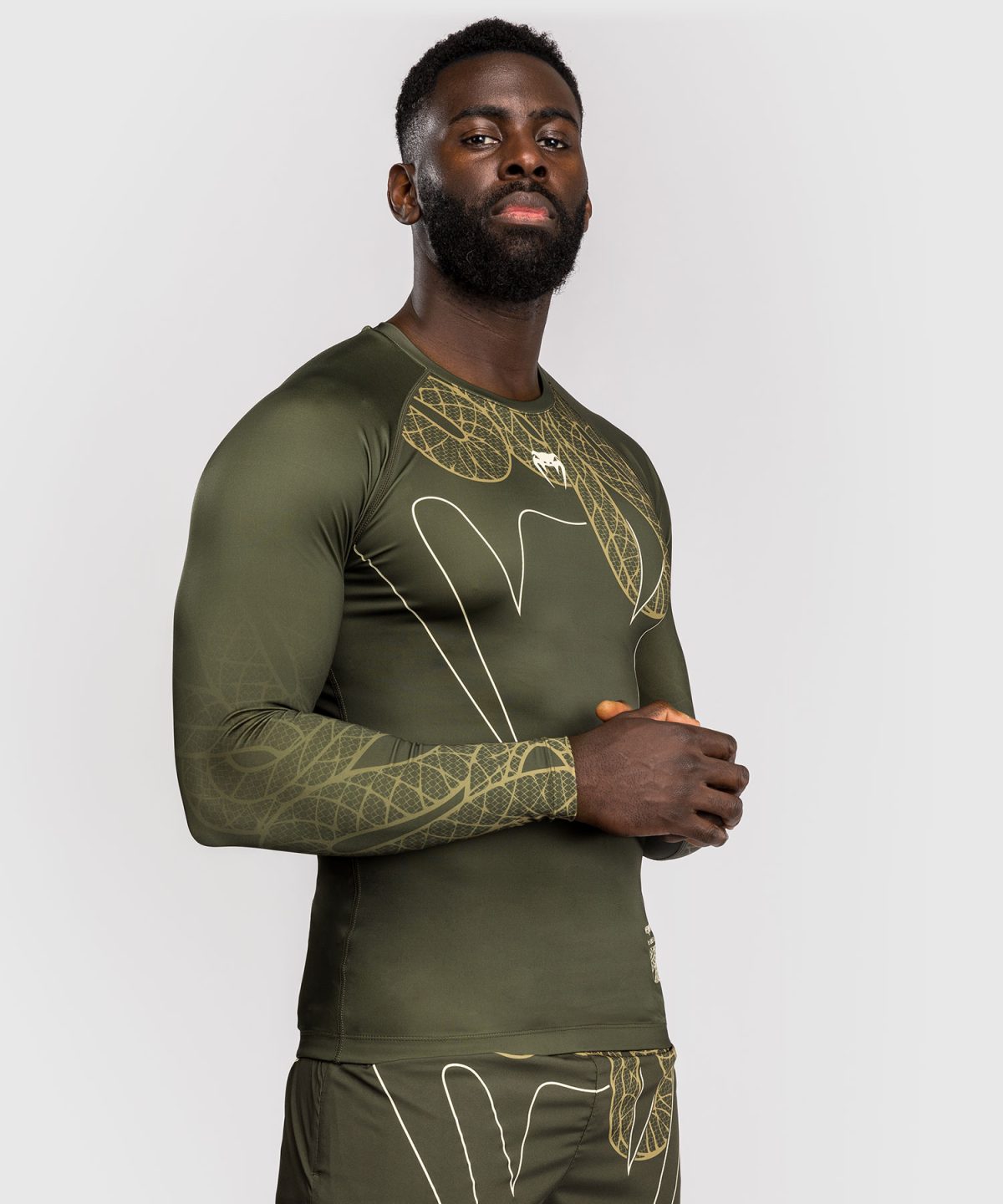 Venum Serpenti Rashguards Long Sleeves - Kaki/Bronze/Ivory - Image 4