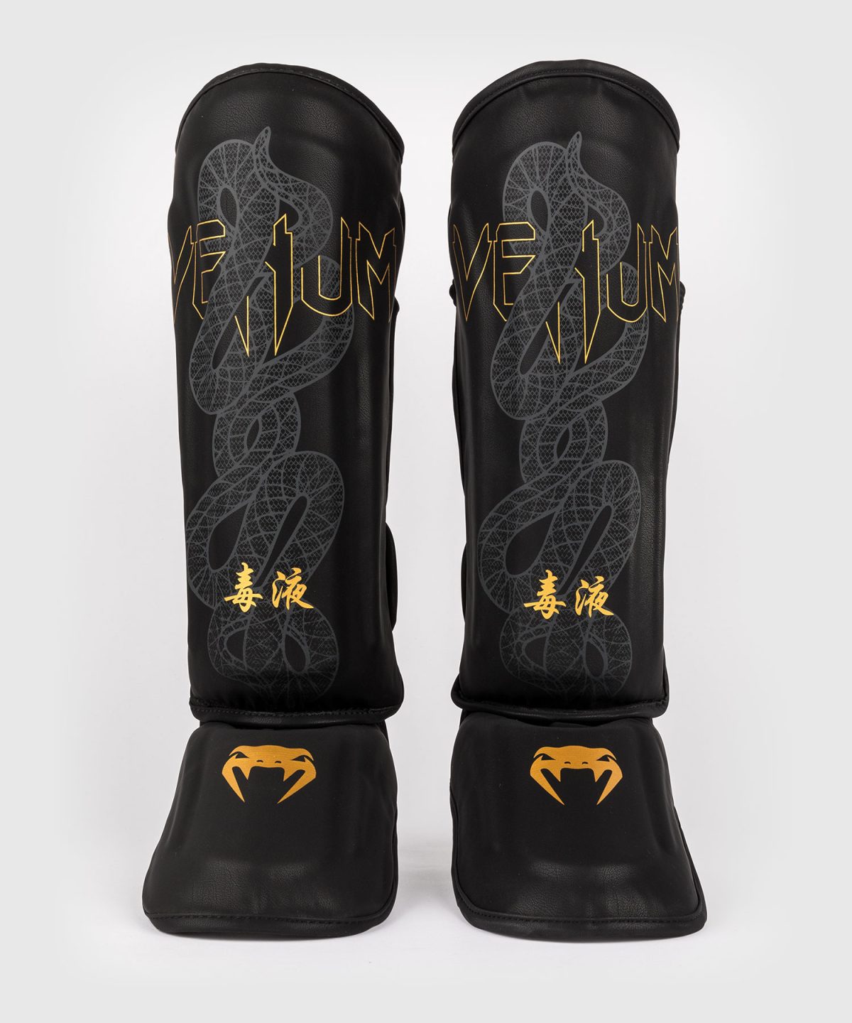 Venum Serpenti Shin Guards - Black/Silver/Gold - Image 2