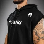Venum VT Boxing Sleeveless Hoodie - Black/White - Image 4