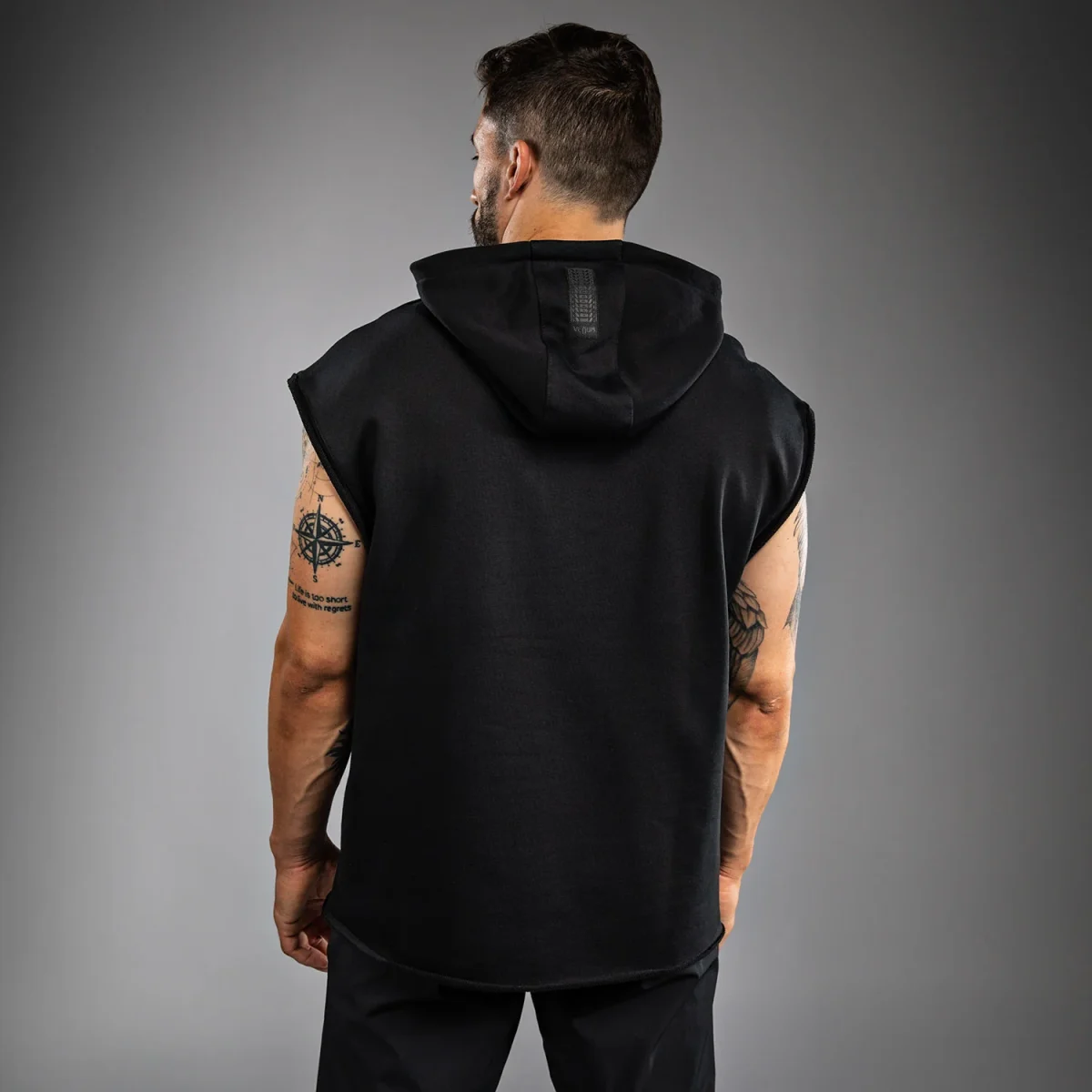 Venum VT Boxing Sleeveless Hoodie - Black/White - Image 2