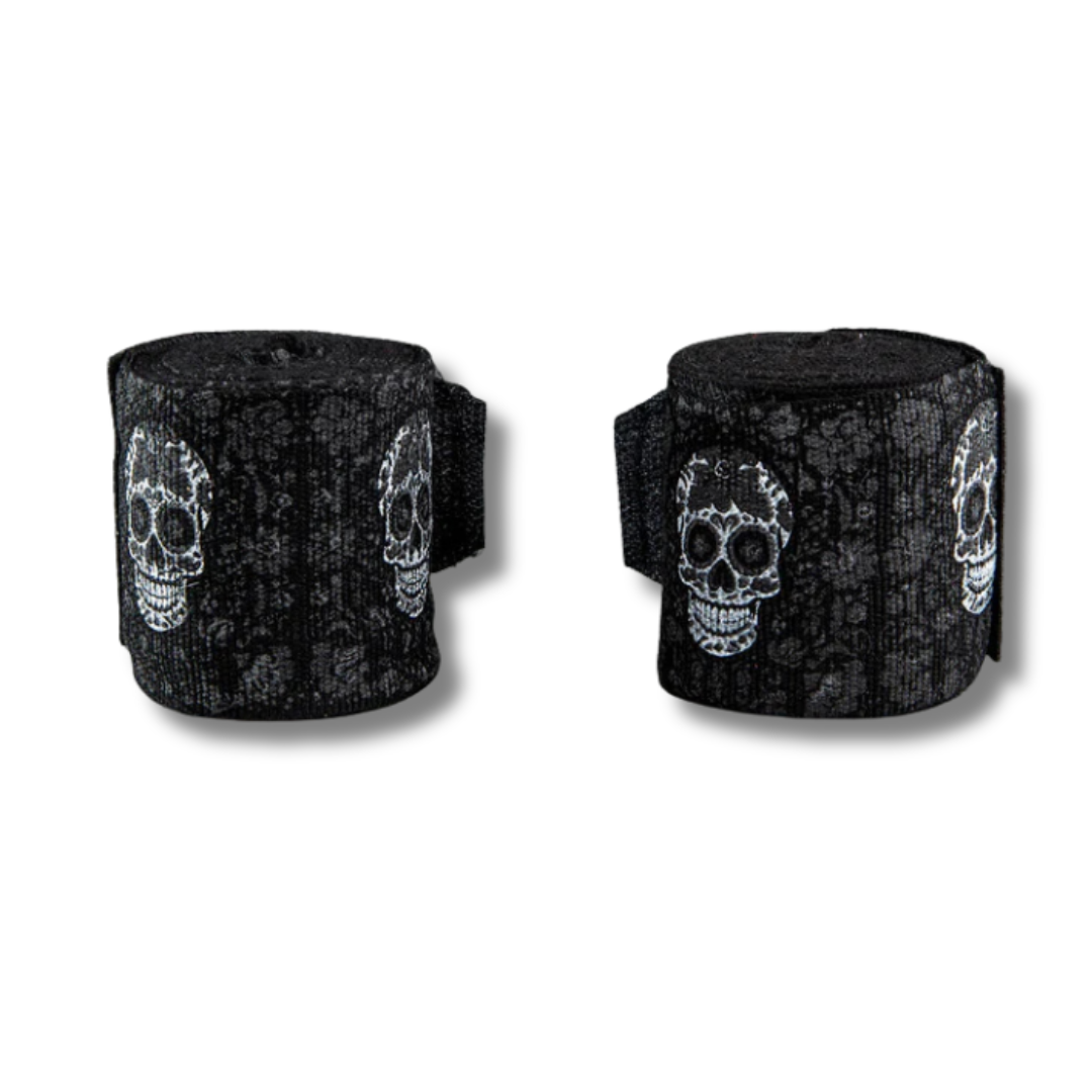 Untitled design (57) Venum Santa Muerte Handwraps - Black/White - Image 1