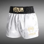 Venum Classic Muay Thai Short - White/Gold/Black - Image 2