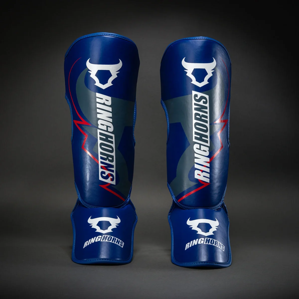 Ringhorns Charger by Venum Shin Guards - Navy Blue/Red - Image 2