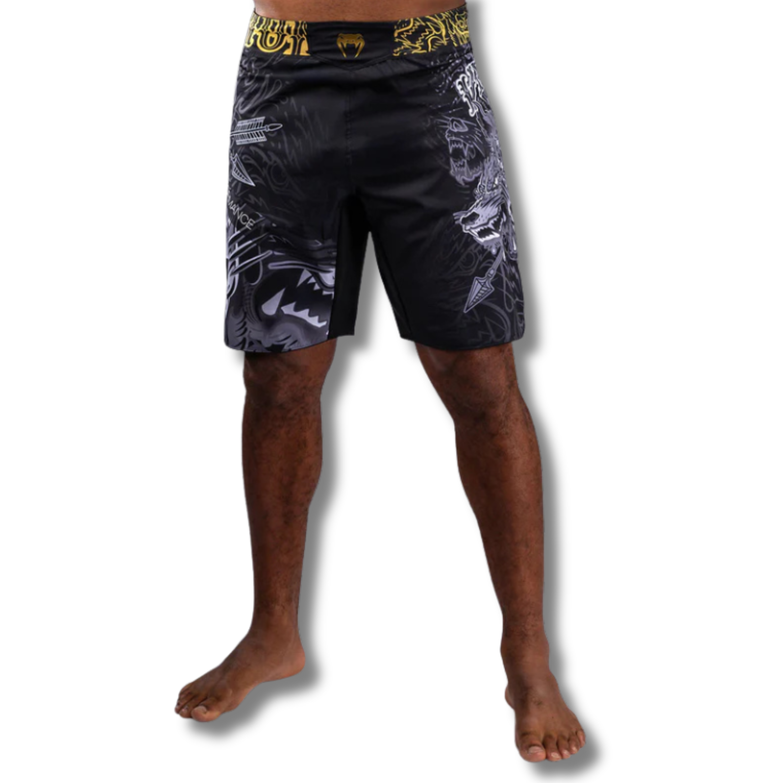 Untitled design (87) Wolf Atak Venum Fightshorts - Black/Grey - Image 1